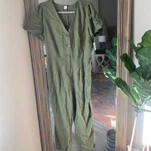 Old Navy Olive Button Jumpsuit